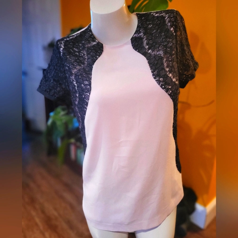Ted Baker Blush and Black Lace Top